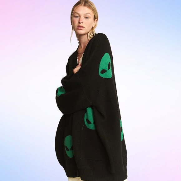 Too Cool For You Oversized Alien Cardigan - Picture 4 of 7